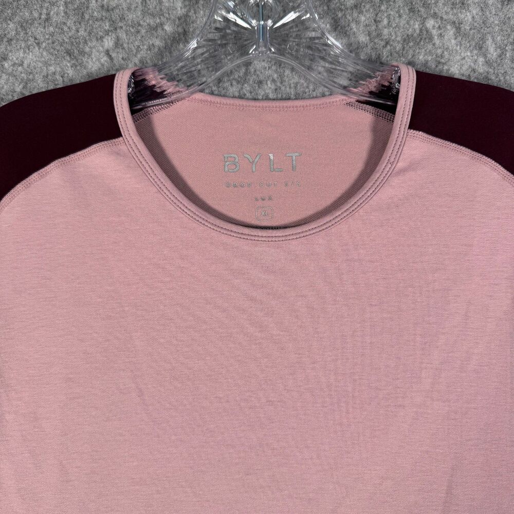 Bylt T Shirt Mens Size XL Extra Large Pink Maroon Drop Cut Lux Short Sleeve